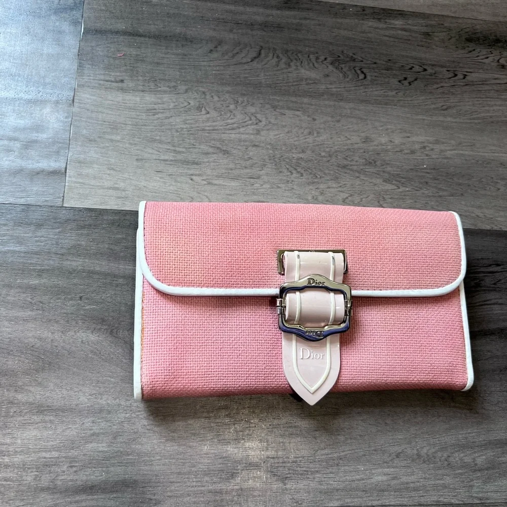 Vintage Dior Pink and White wallet with Buckle